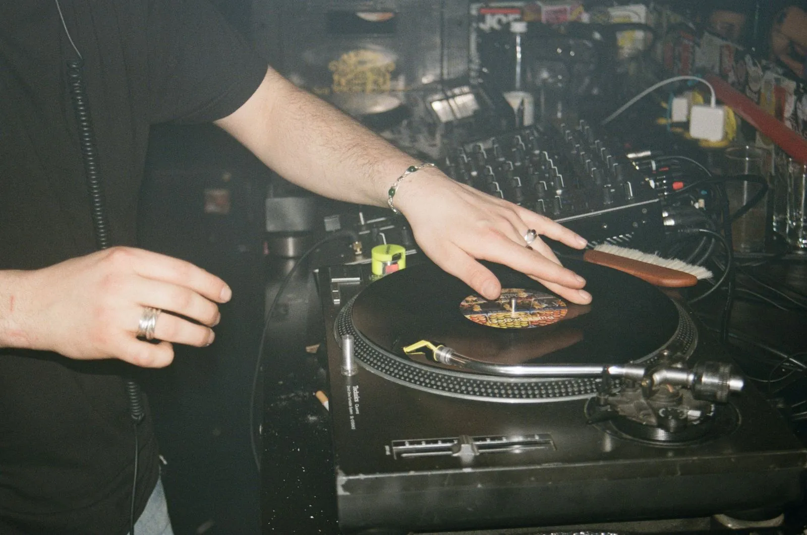 Tense, hands on the turntable
